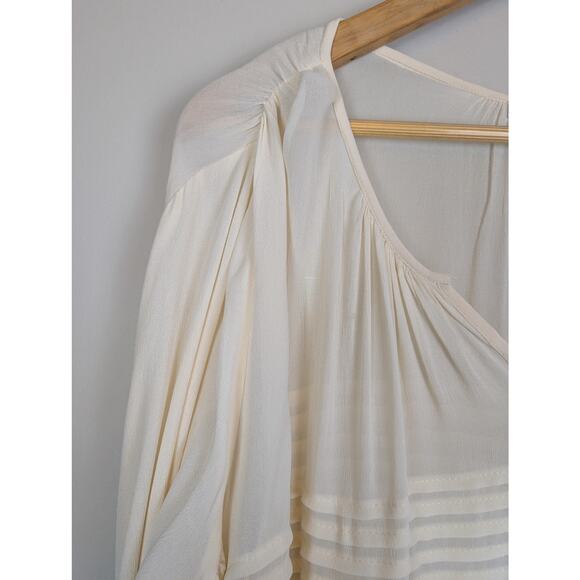 Mes Demoiselles Paris Silk Sheer Stripe Paneled Nightgown Douceur Ivory 42 - Picture 6 of 12
